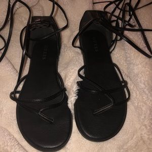 Lace up black sandals